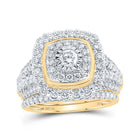 Radiant Love | 10kt Yellow Gold Square Halo Diamond Bridal Wedding Ring Set - Splendid Jewellery