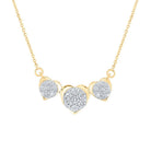 Radiant Love: 10kt Yellow Gold Triple Heart Diamond Pendant Necklace - Splendid Jewellery
