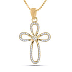 Radiant Love: 10kt Yellow Gold Womens Diamond Cross Pendant - Splendid Jewellery