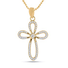 Radiant Love: 10kt Yellow Gold Womens Diamond Cross Pendant product  Top View from Splendid Jewellery