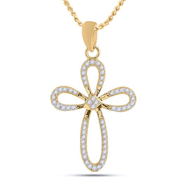 Radiant Love: 10kt Yellow Gold Womens Diamond Cross Pendant product  Top View from Splendid Jewellery