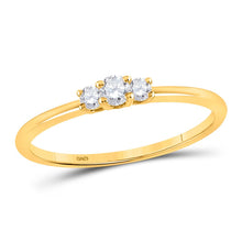 Load image into Gallery viewer, Radiant Love | 10kt Yellow Gold Womens Round Diamond 3-stone Promise Ring 1/6 Cttw  Top View from Splendid Jewellery