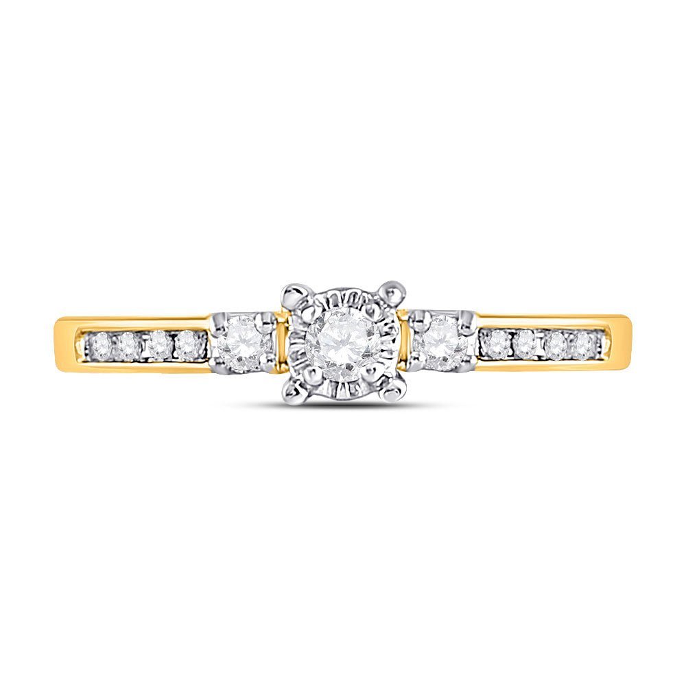 Radiant Love 10kt Yellow Gold Womens Round Diamond 3 - stone Promise Ring - Splendid Jewellery