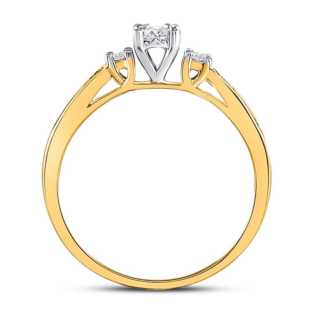 Radiant Love 10kt Yellow Gold Womens Round Diamond 3 - stone Promise Ring - Splendid Jewellery