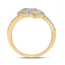 Load image into Gallery viewer, Radiant Love: 10kt Yellow Gold Womens Round Diamond Double Heart Ring 1/8 Cttw - Splendid Jewellery