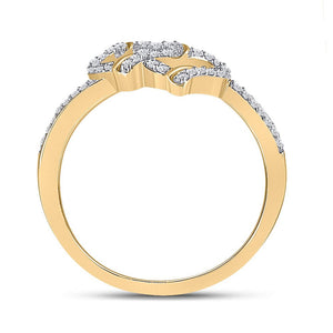 Radiant Love: 10kt Yellow Gold Womens Round Diamond Double Heart Ring 1/8 Cttw - Splendid Jewellery