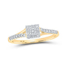 Radiant Love 10kt Yellow Gold Womens Round Diamond Halo Promise Ring - Splendid Jewellery