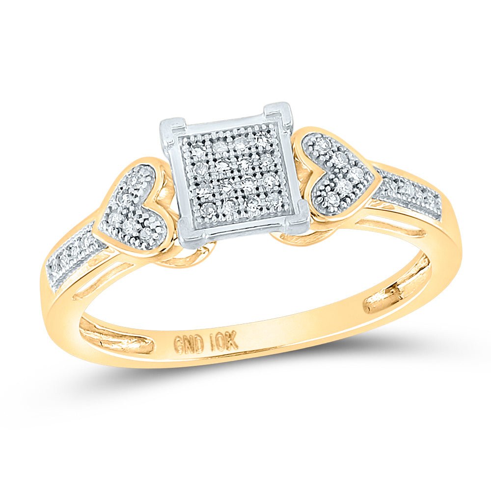 Radiant Love: 10kt Yellow Gold Womens Round Diamond Heart Cluster Ring - Splendid Jewellery