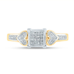 Radiant Love: 10kt Yellow Gold Womens Round Diamond Heart Cluster Ring - Splendid Jewellery