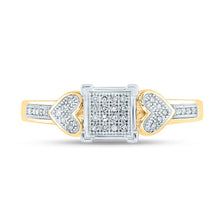 Load image into Gallery viewer, Radiant Love: 10kt Yellow Gold Womens Round Diamond Heart Cluster Ring - Splendid Jewellery