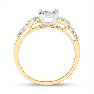 Radiant Love: 10kt Yellow Gold Womens Round Diamond Heart Cluster Ring - Splendid Jewellery