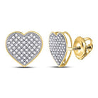 Radiant Love: 10kt Yellow Gold Womens Round Diamond Heart Earrings 1/3 Cttw - Splendid Jewellery