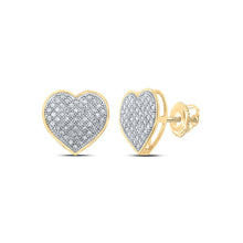 Load image into Gallery viewer, Radiant Love: 10kt Yellow Gold Womens Round Diamond Heart Earrings 1/3 Cttw - Splendid Jewellery