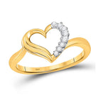 Radiant Love: 10kt Yellow Gold Womens Round Diamond Heart Ring 1/20 Cttw - Splendid Jewellery