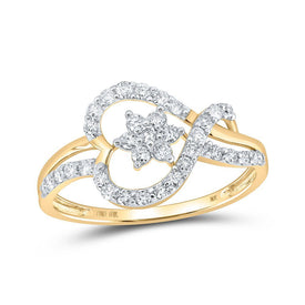 Radiant Love: 10kt Yellow Gold Womens Round Diamond Heart Ring 3/8 Cttw - Splendid Jewellery