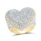 Radiant Love: 10kt Yellow Gold Womens Round Diamond Pave Heart Ring 3 Cttw - Splendid Jewellery