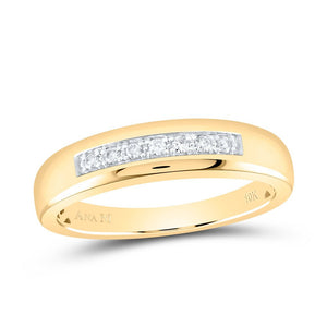 Radiant Love 10kt Yellow Gold Womens Round Diamond Single Row Wedding Band - Splendid Jewellery