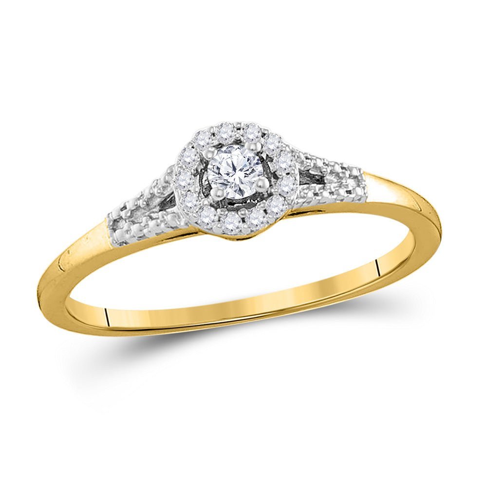 Radiant Love | 10kt Yellow Gold Womens Round Diamond Solitaire Promise Ring 1/8 Cttw - Splendid Jewellery