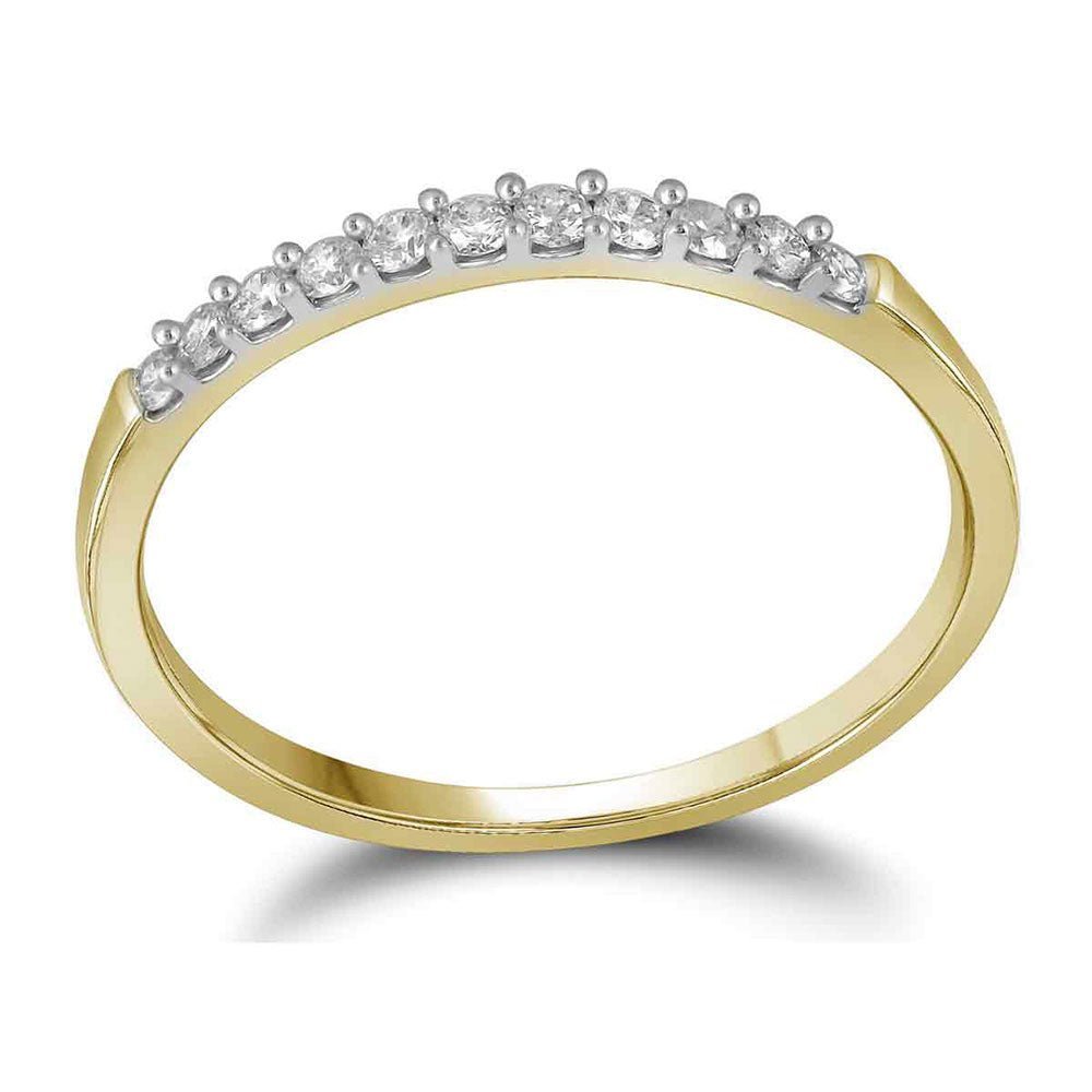 Radiant Love: 10kt Yellow Gold Womens Round Diamond Wedding Band - Splendid Jewellery
