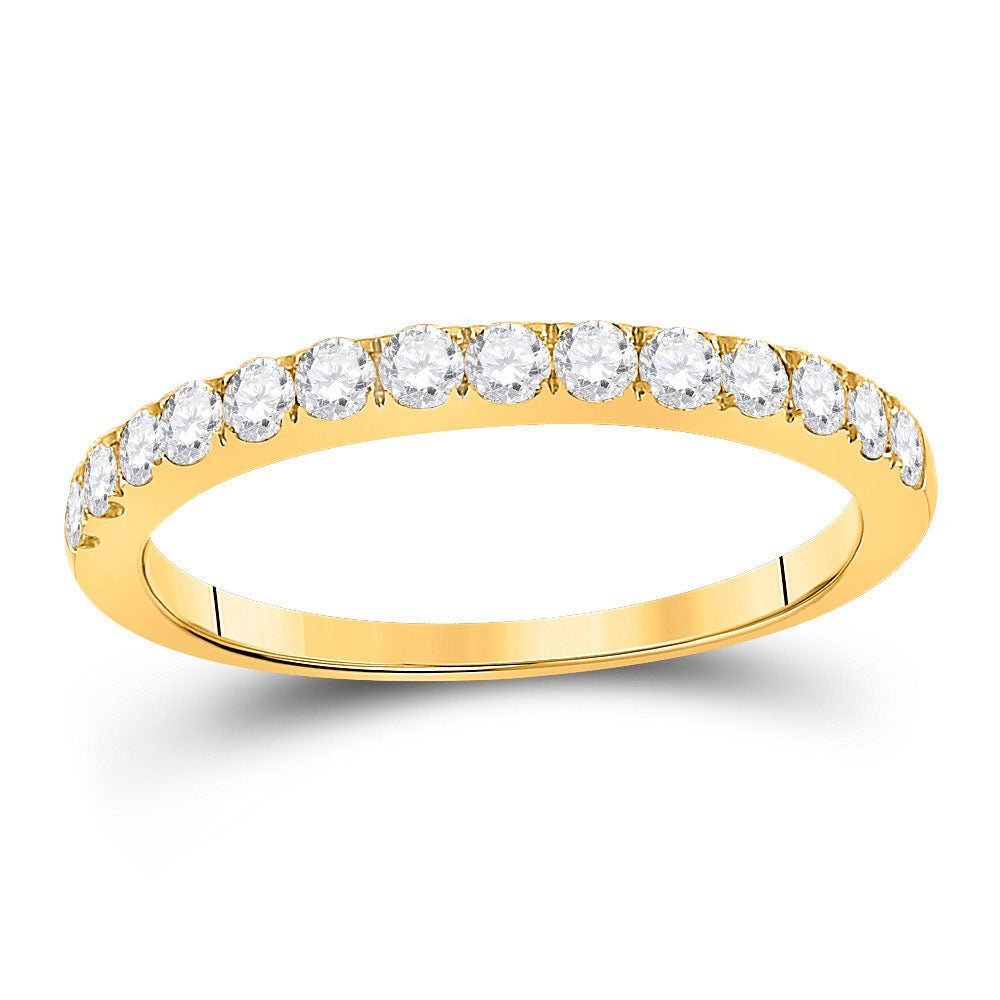 Radiant Love: 10kt Yellow Gold Womens Round Diamond Wedding Single Row Band 1/2 Cttw - Splendid Jewellery