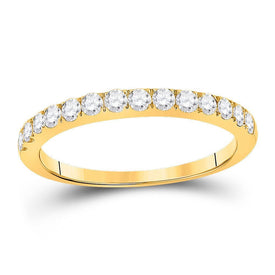 Radiant Love: 10kt Yellow Gold Womens Round Diamond Wedding Single Row Band 1/2 Cttw - Splendid Jewellery
