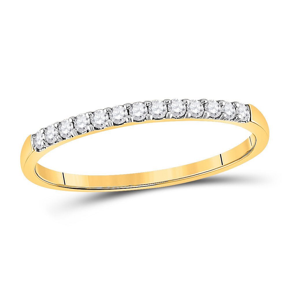 Radiant Love: 10kt Yellow Gold Womens Round Pave - set Diamond Wedding Band 1/6 Cttw - Splendid Jewellery