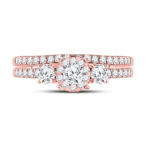 Radiant Love | 14kt Rose Gold Diamond and Sapphire Bridal Wedding Ring Set - Splendid Jewellery