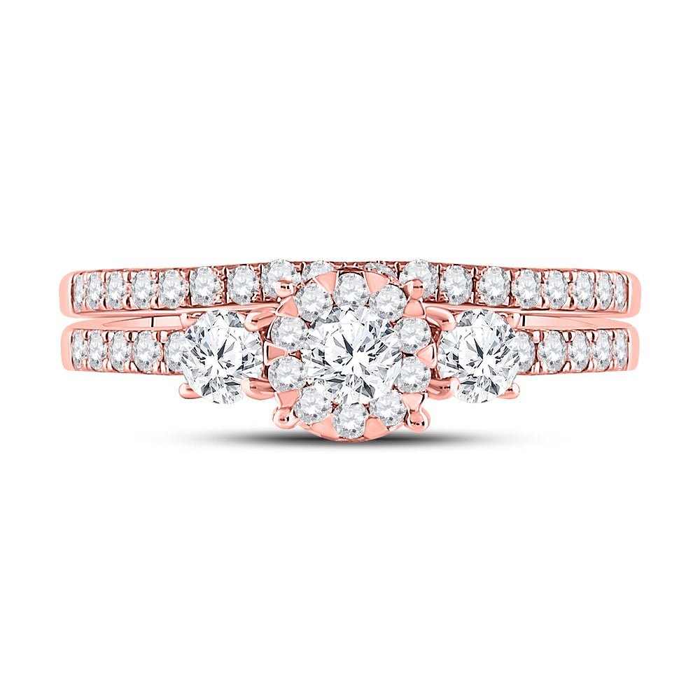 Radiant Love | 14kt Rose Gold Diamond and Sapphire Bridal Wedding Ring Set - Splendid Jewellery