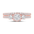 Radiant Love | 14kt Rose Gold Diamond and Sapphire Bridal Wedding Ring Set - Splendid Jewellery