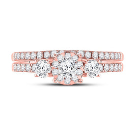 Radiant Love | 14kt Rose Gold Diamond and Sapphire Bridal Wedding Ring Set - Splendid Jewellery