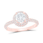 Radiant Love 14kt Rose Gold Diamond Solitaire Bridal Wedding Ring - Top View