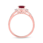 Radiant Love: 14kt Rose Gold Oval Ruby Solitaire Diamond Fashion Ring - Splendid Jewellery