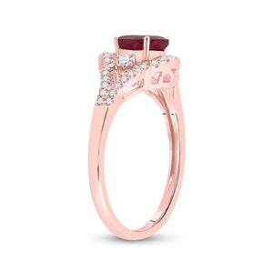 Radiant Love: 14kt Rose Gold Oval Ruby Solitaire Diamond Fashion Ring - Splendid Jewellery