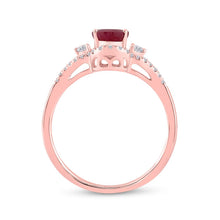 Load image into Gallery viewer, Radiant Love: 14kt Rose Gold Oval Ruby Solitaire Diamond Fashion Ring - Second Side View