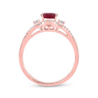 Radiant Love: 14kt Rose Gold Oval Ruby Solitaire Diamond Fashion Ring - Second Side View