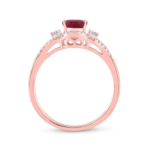 Radiant Love: 14kt Rose Gold Oval Ruby Solitaire Diamond Fashion Ring - Splendid Jewellery