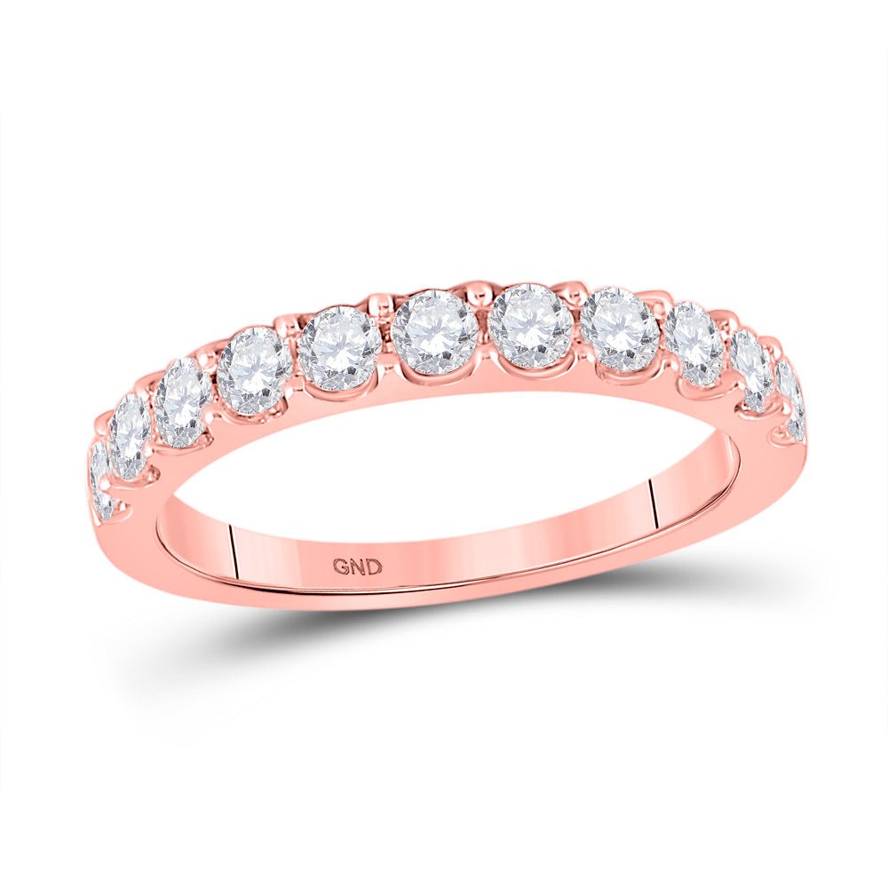 Radiant Love: 14kt Rose Gold Womens Round Diamond Wedding Single Row Band 3/4 Cttw - Splendid Jewellery