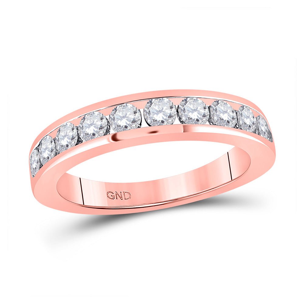 Radiant Love: 14kt Rose Gold Womens Round Diamond Wedding Single Row Band - Splendid Jewellery