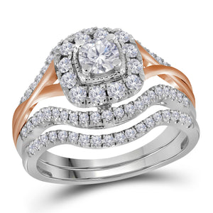 Radiant Love: 14kt Two - tone Gold Diamond Bridal Wedding Ring Band Set - Splendid Jewellery