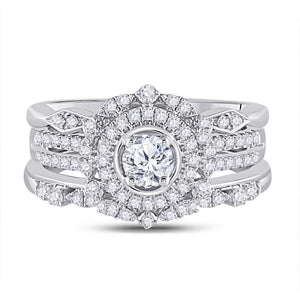 Radiant Love | 14kt White Gold Diamond Bridal Wedding Ring Band Set - Splendid Jewellery