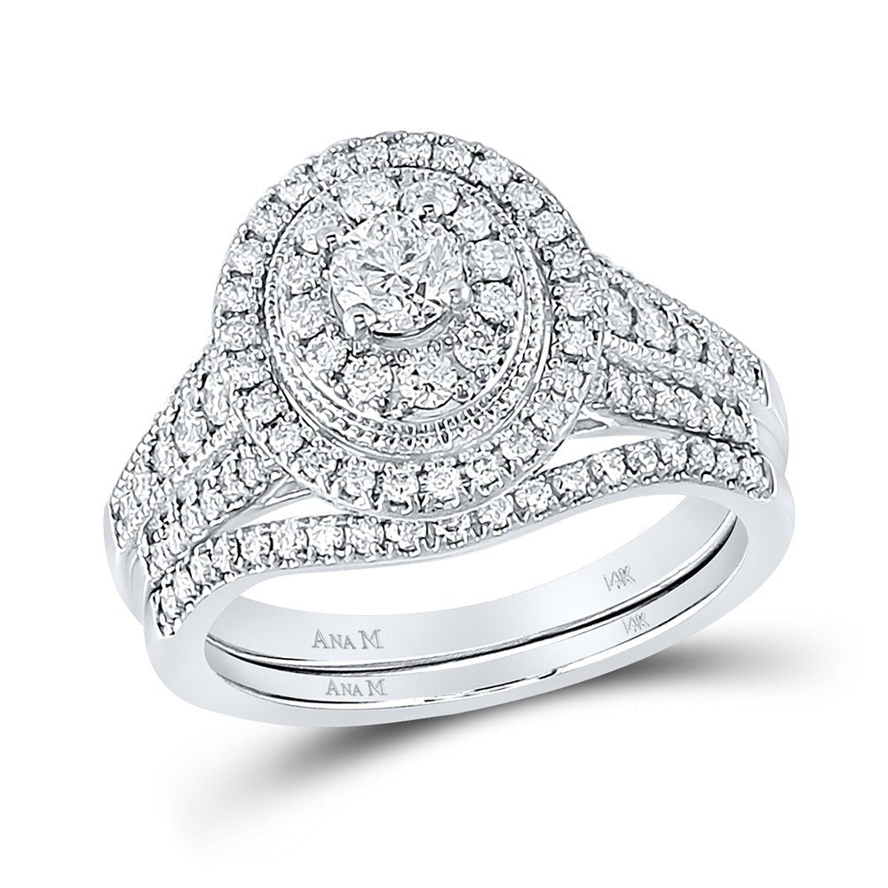 Radiant Love: 14kt White Gold Diamond Bridal Wedding Ring Band Set - Splendid Jewellery