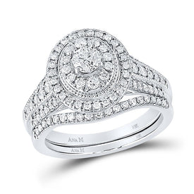 Radiant Love: 14kt White Gold Diamond Bridal Wedding Ring Band Set - Splendid Jewellery