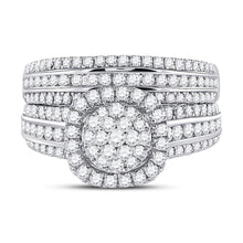 Load image into Gallery viewer, Radiant Love 14kt White Gold Diamond Bridal Wedding Ring Set - Front View