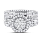 Radiant Love 14kt White Gold Diamond Bridal Wedding Ring Set - Front View