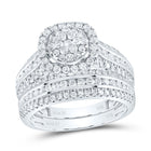 Radiant Love 14kt White Gold Diamond Bridal Wedding Ring Set - Top View