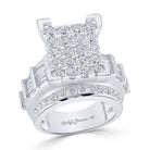 Radiant Love: 14kt White Gold Diamond Cluster Bridal Wedding Engagement Ring - Splendid Jewellery