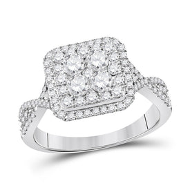 Radiant Love: 14kt White Gold Diamond Cluster Bridal Wedding Engagement Ring - Splendid Jewellery