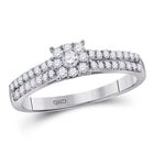 Radiant Love: 14kt White Gold Diamond Cluster Bridal Wedding Ring - Top View