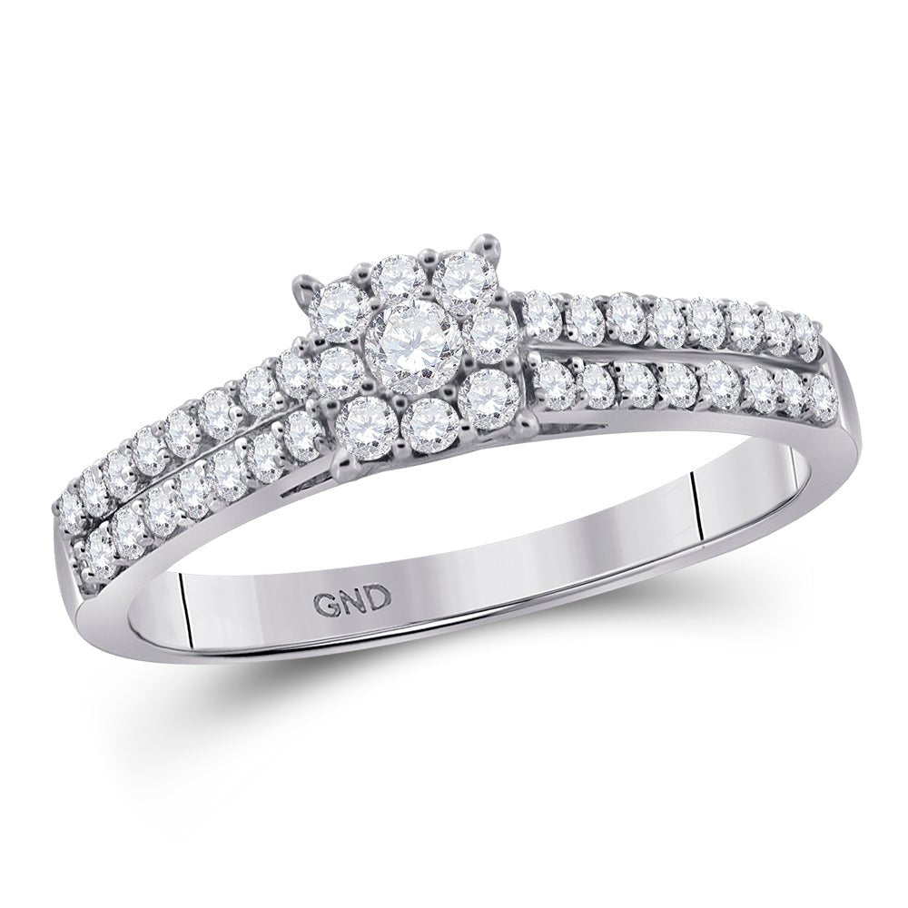 Radiant Love: 14kt White Gold Diamond Cluster Bridal Wedding Ring - Splendid Jewellery