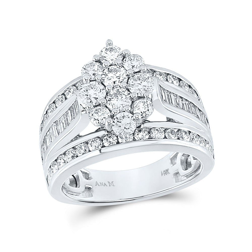 Radiant Love 14kt White Gold Diamond Cluster Bridal Wedding Ring - Splendid Jewellery